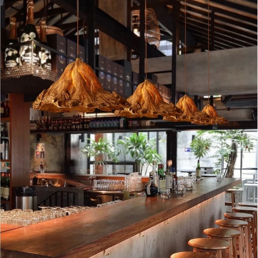 Vintage Resin Lotus Leaf Pendant Lights Tea House Dining Room Bar LED Retro Hanging Lamp Fixtures Indoor Lighting Home Decor
