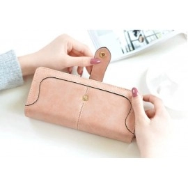 Luxury Brand Design Faux Suede Long Wallet Ladies Matte Solid Leather Ladies Wallet Women Card Holder 